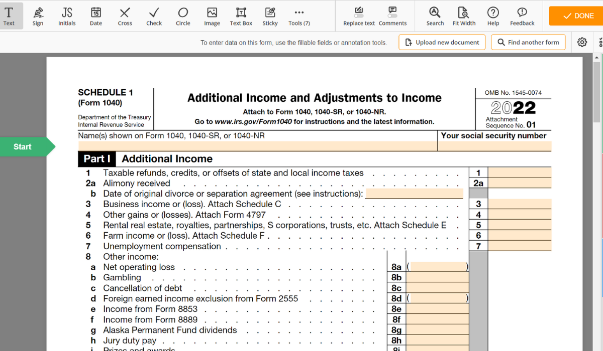 Schedule 1 Form 1040 Instructions 2025