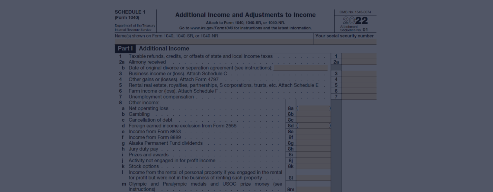 Form 1040 Schedule 1 (2023) IRS 1040 Schedule 1 Printable Tax